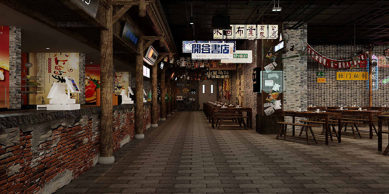 民国风美食广场，让你感受一场时空的穿越！（图ZMzI5OTQ0MDYw） - 酒店餐饮设计 - 站酷设计师依依设计1原创素材 - 站酷ZCOOL