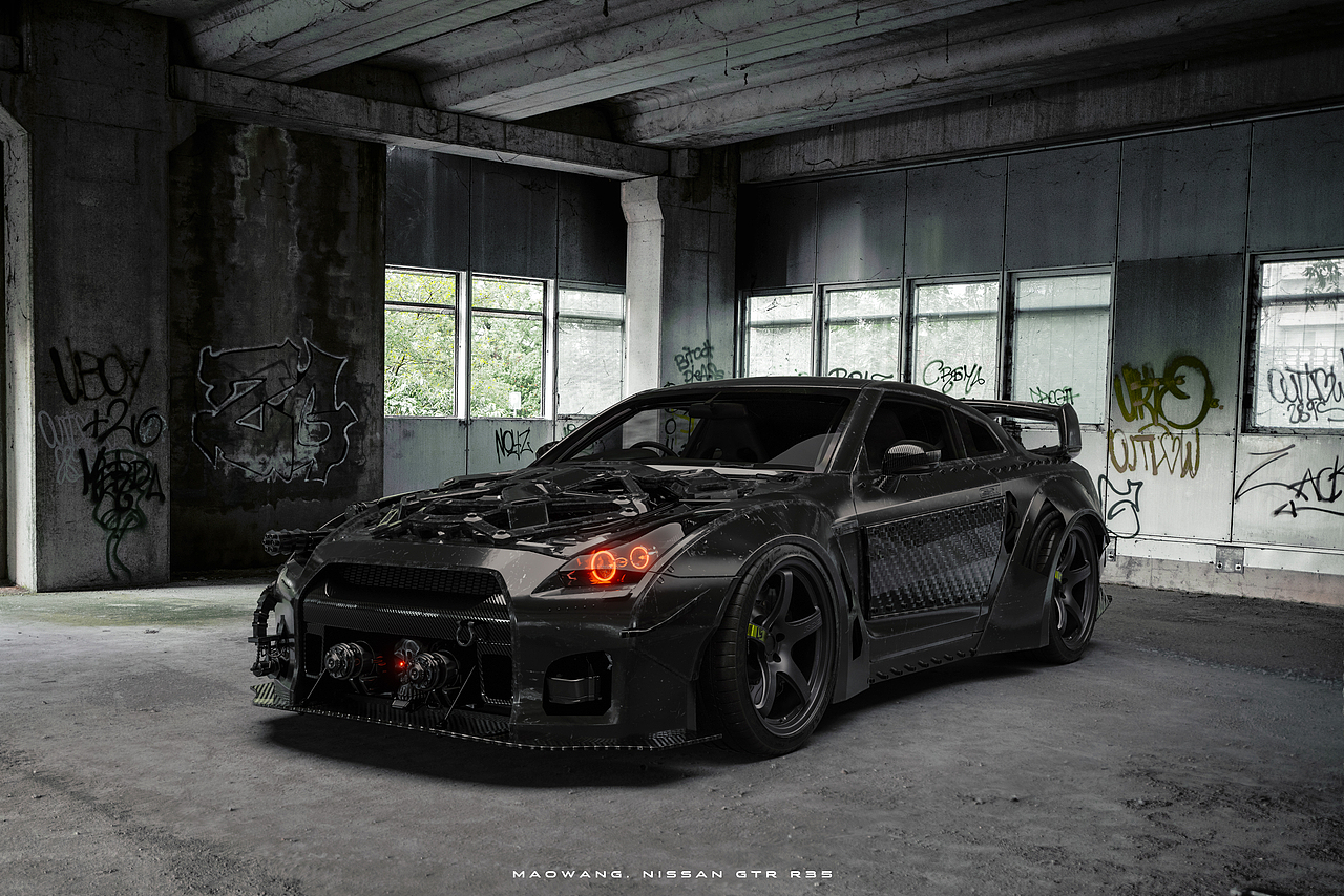 日产Nssan GTR R35 - 汽车渲染