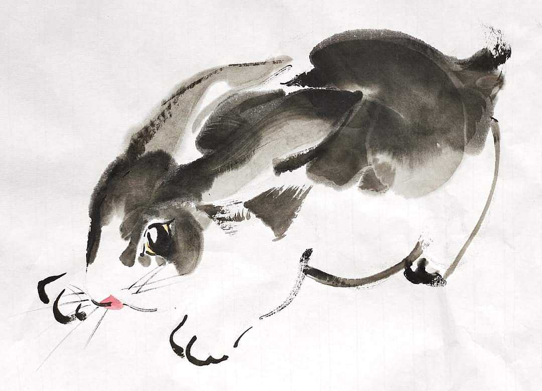 兔水墨画 11 - 20