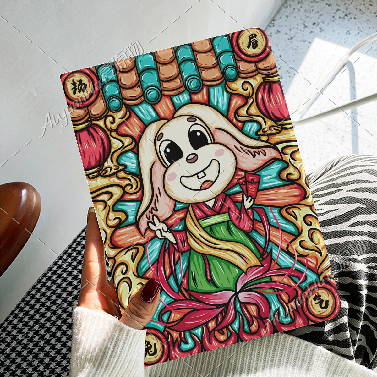 春節(jié)國(guó)潮五行兔子之火兔子（圖ZMzIwMzE5NzU2） - 新銳潮流插畫(huà) - 站酷設(shè)計(jì)師小雨星點(diǎn)點(diǎn)原創(chuàng)素材 - 站酷ZCOOL