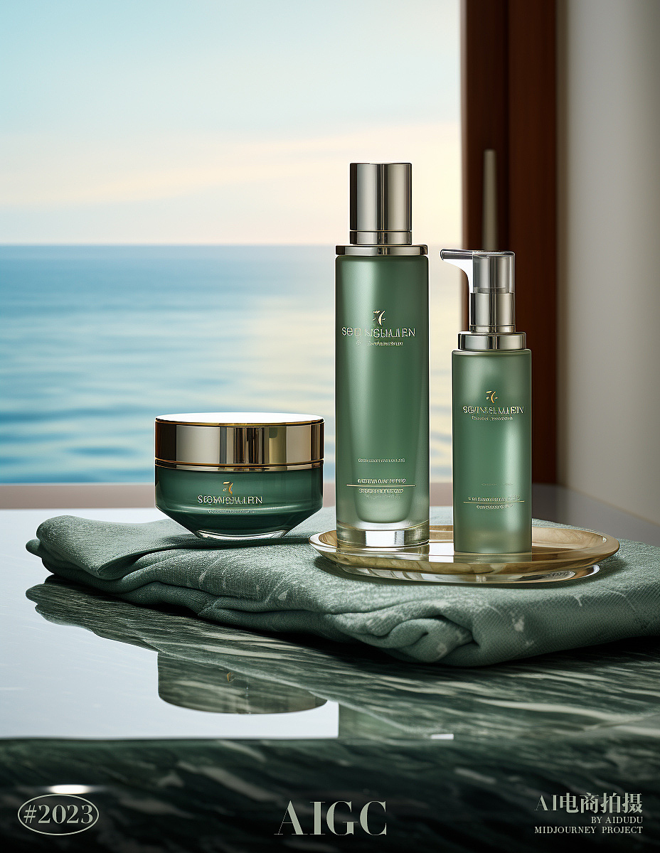 AI产品摄影｜护肤品绿色系场景（图ZMzQ4MjU4ODEy） - 产品摄影 - 站酷设计师aidudu原创素材 - 站酷ZCOOL