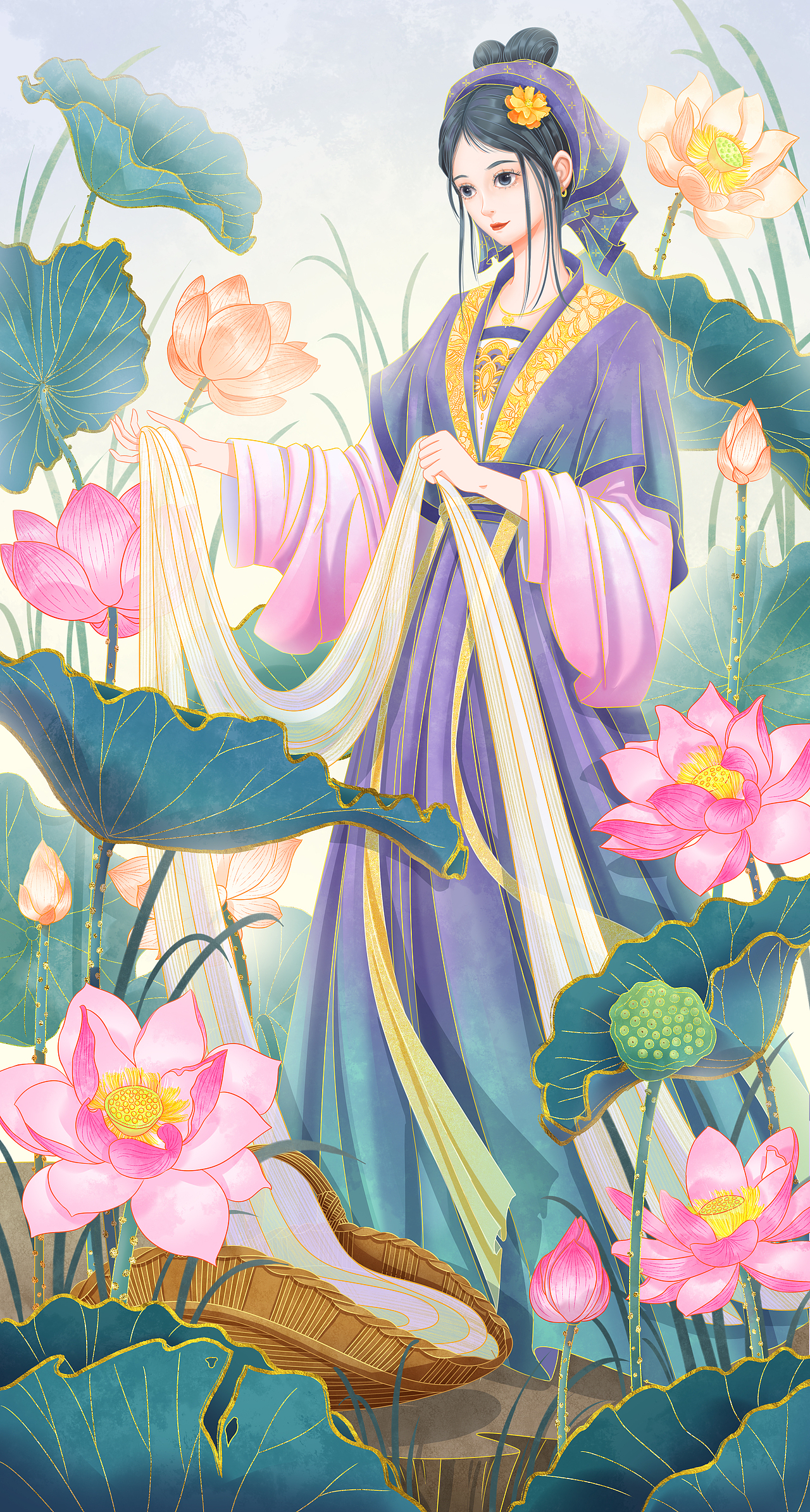 《古代四大美人》国潮插画