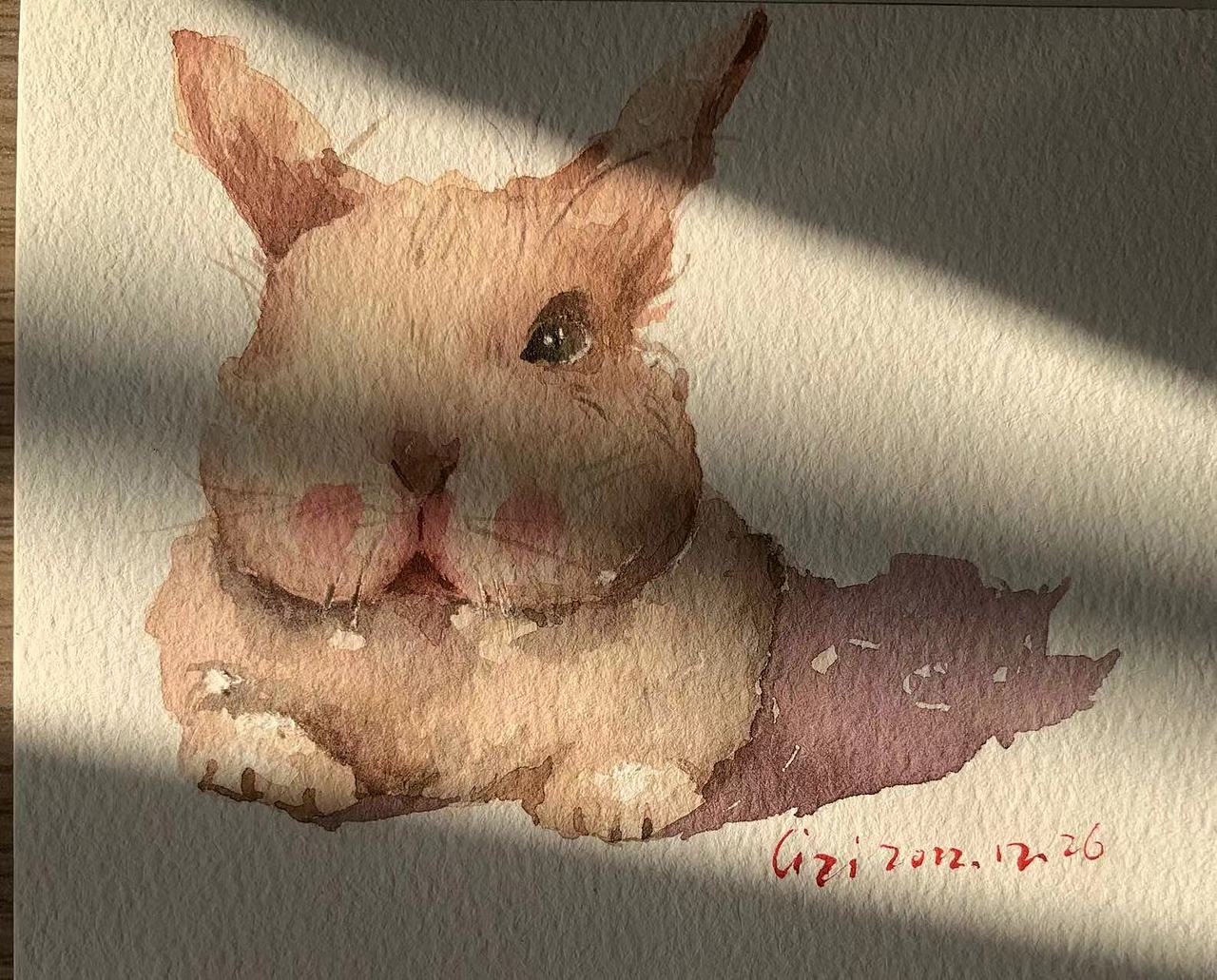 水彩小兔