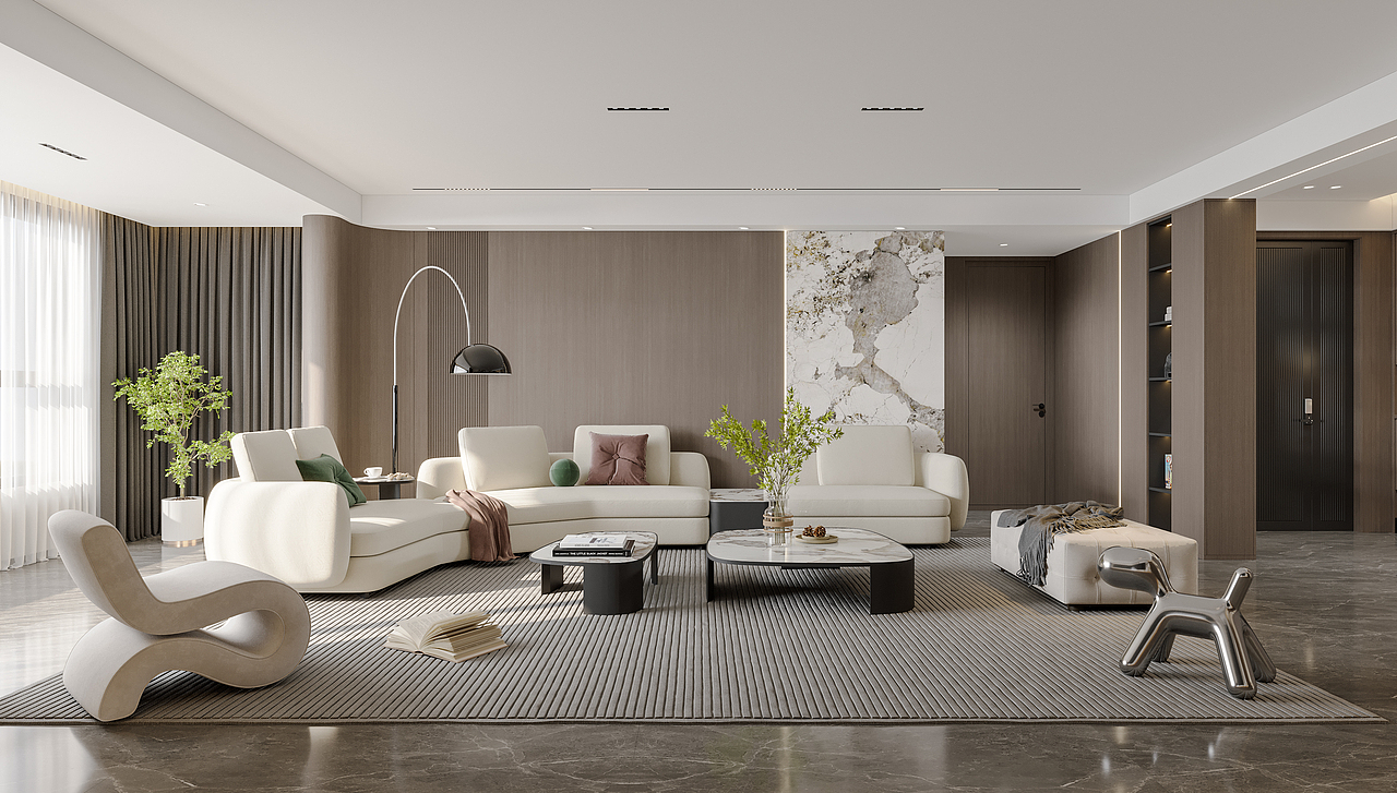 绘感视觉设计——意式现代风格大平层设计案例（图ZMzI0MDcyMTI0） - 家装设计 - 站酷设计师时间像庸医原创素材 - 站酷ZCOOL