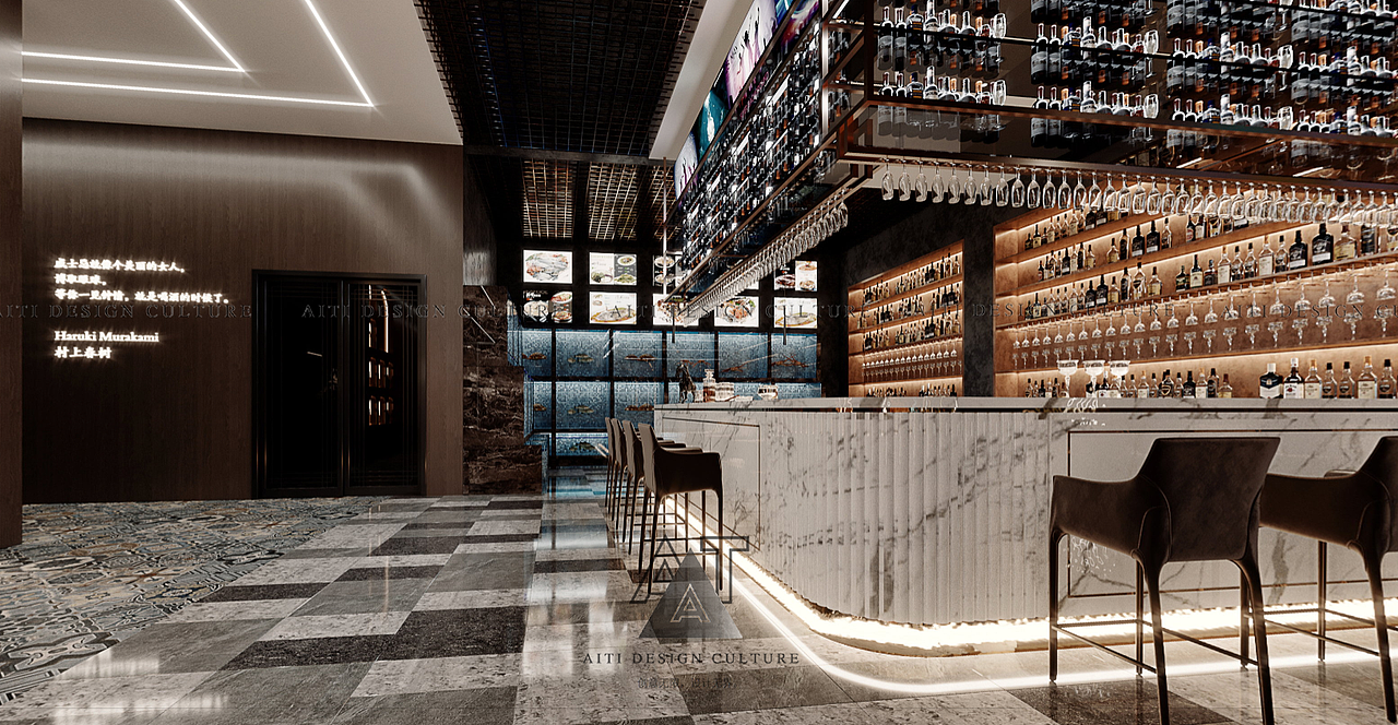 餐廳設計|現(xiàn)代風格餐廳酒吧音樂餐廳（圖ZMzM3MjYzNDM2） - 商業(yè)空間設計 - 站酷設計師AT設計局原創(chuàng)素材 - 站酷ZCOOL