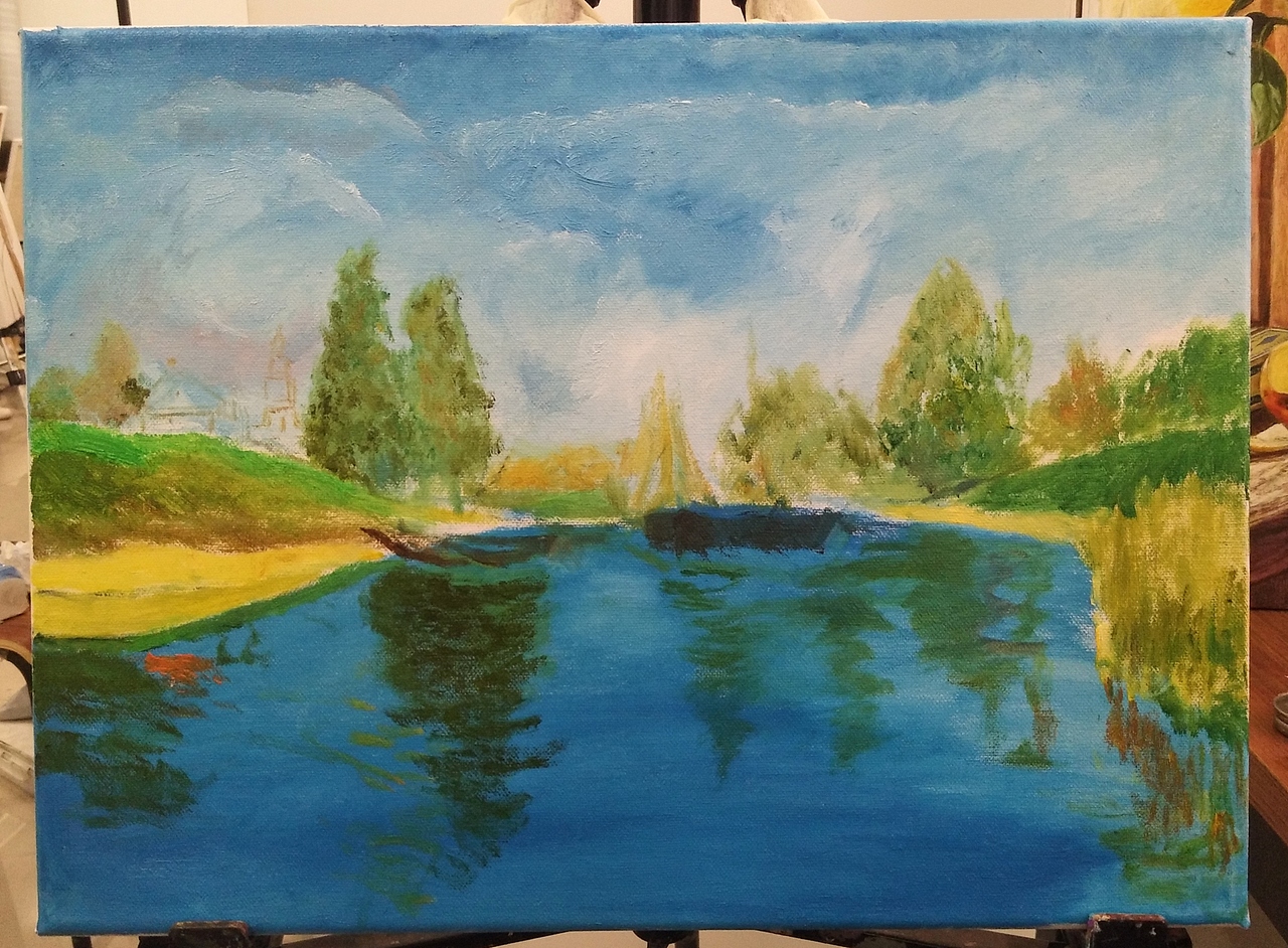 手绘《天空树倒影》