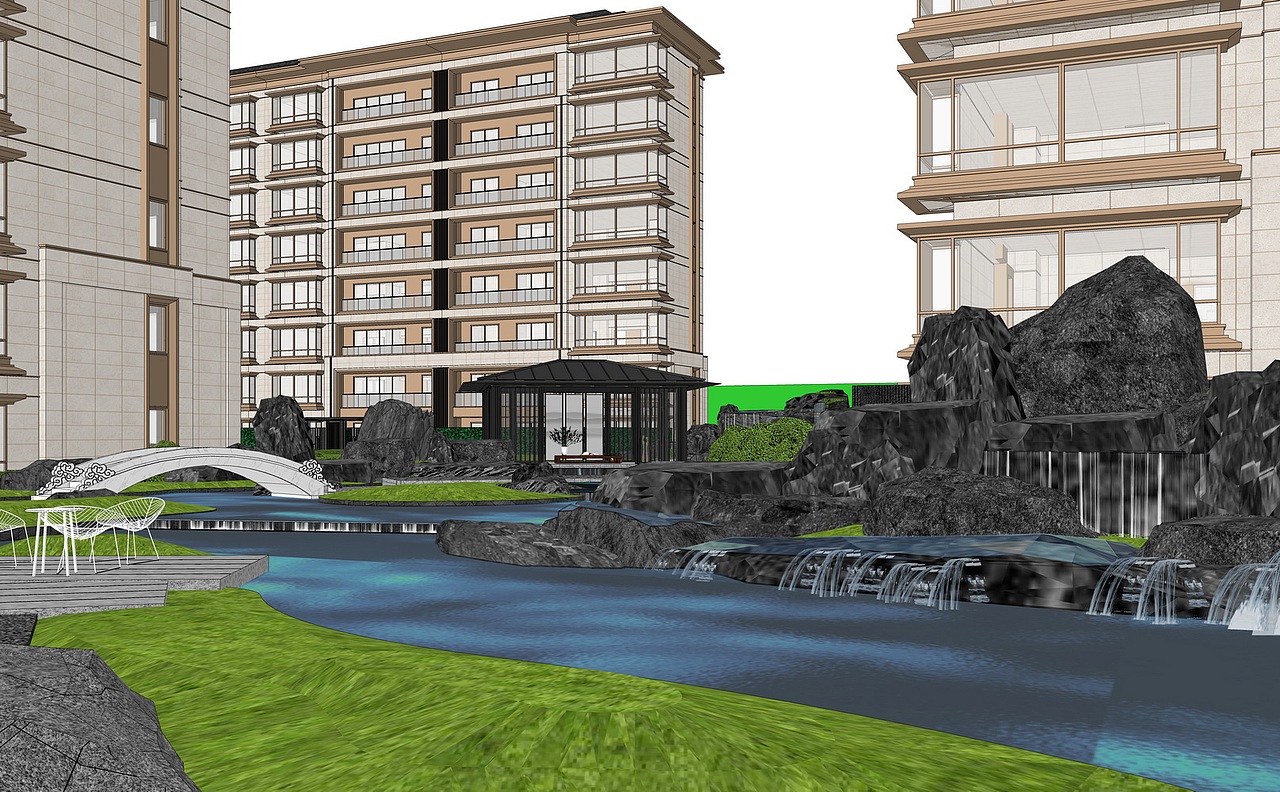 建源壹号院大区景观SU模型下载