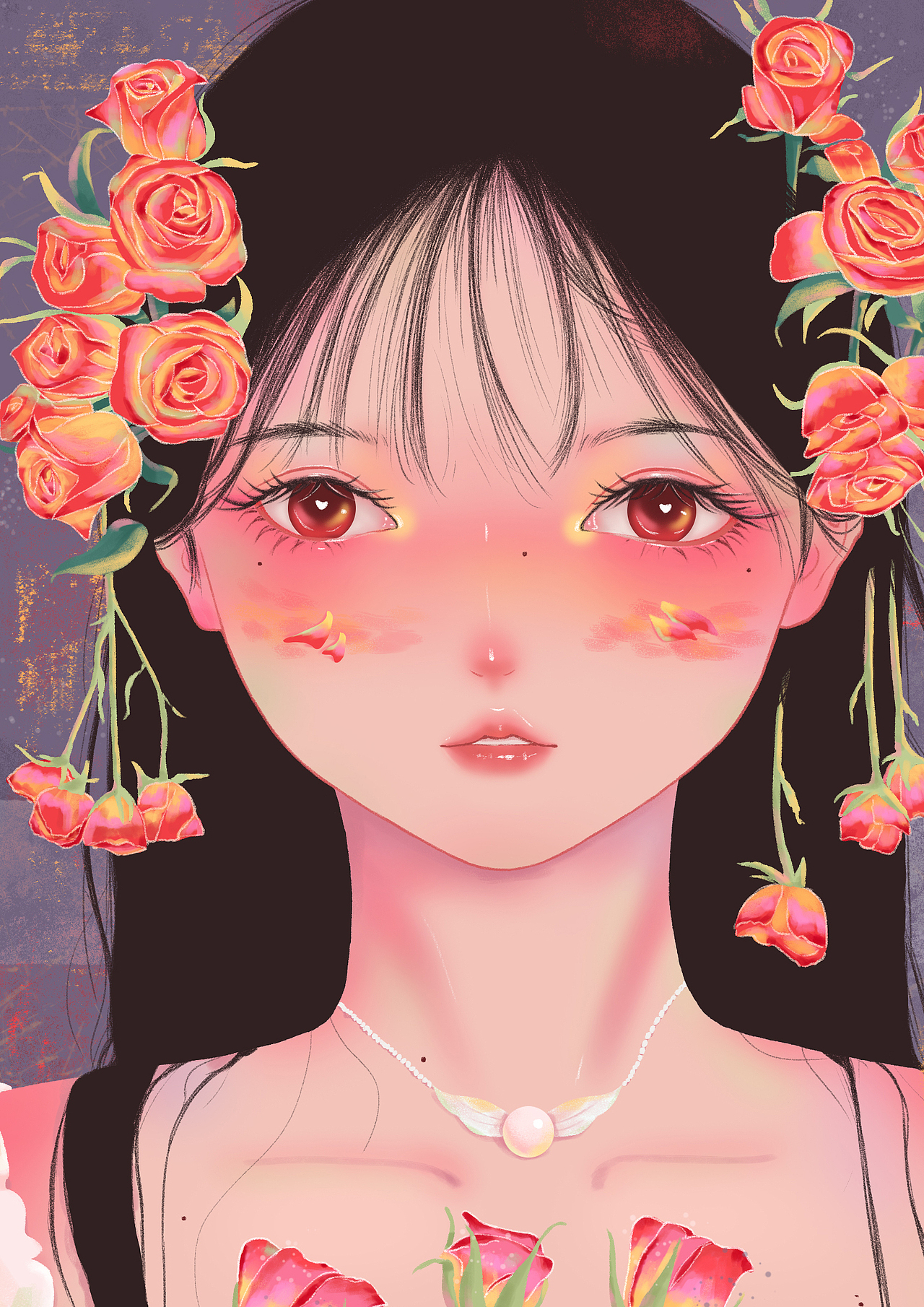 少女与花 插画（图ZMzI1NTcwNzYw） - 创作习作 - 站酷设计师荔枝小雪人9原创素材 - 站酷ZCOOL