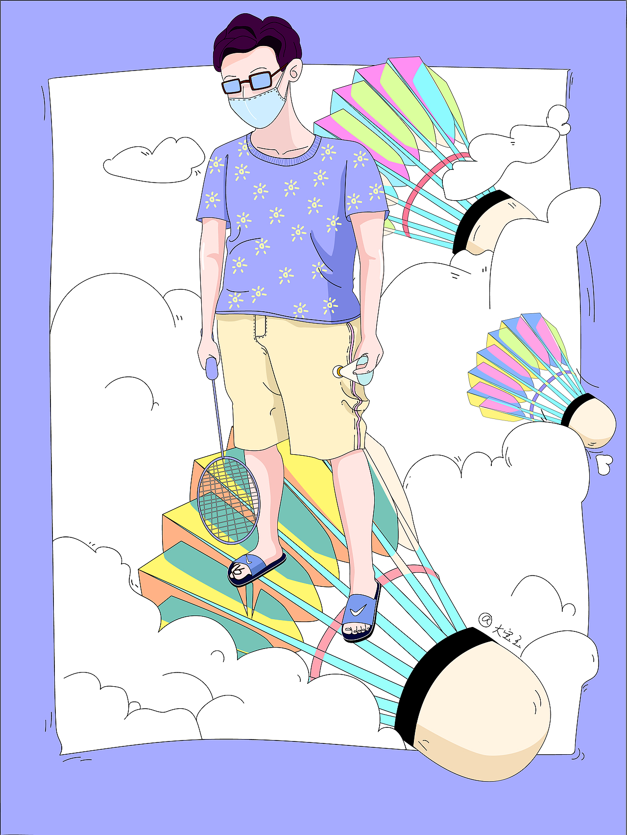 羽毛球男孩站起来啦