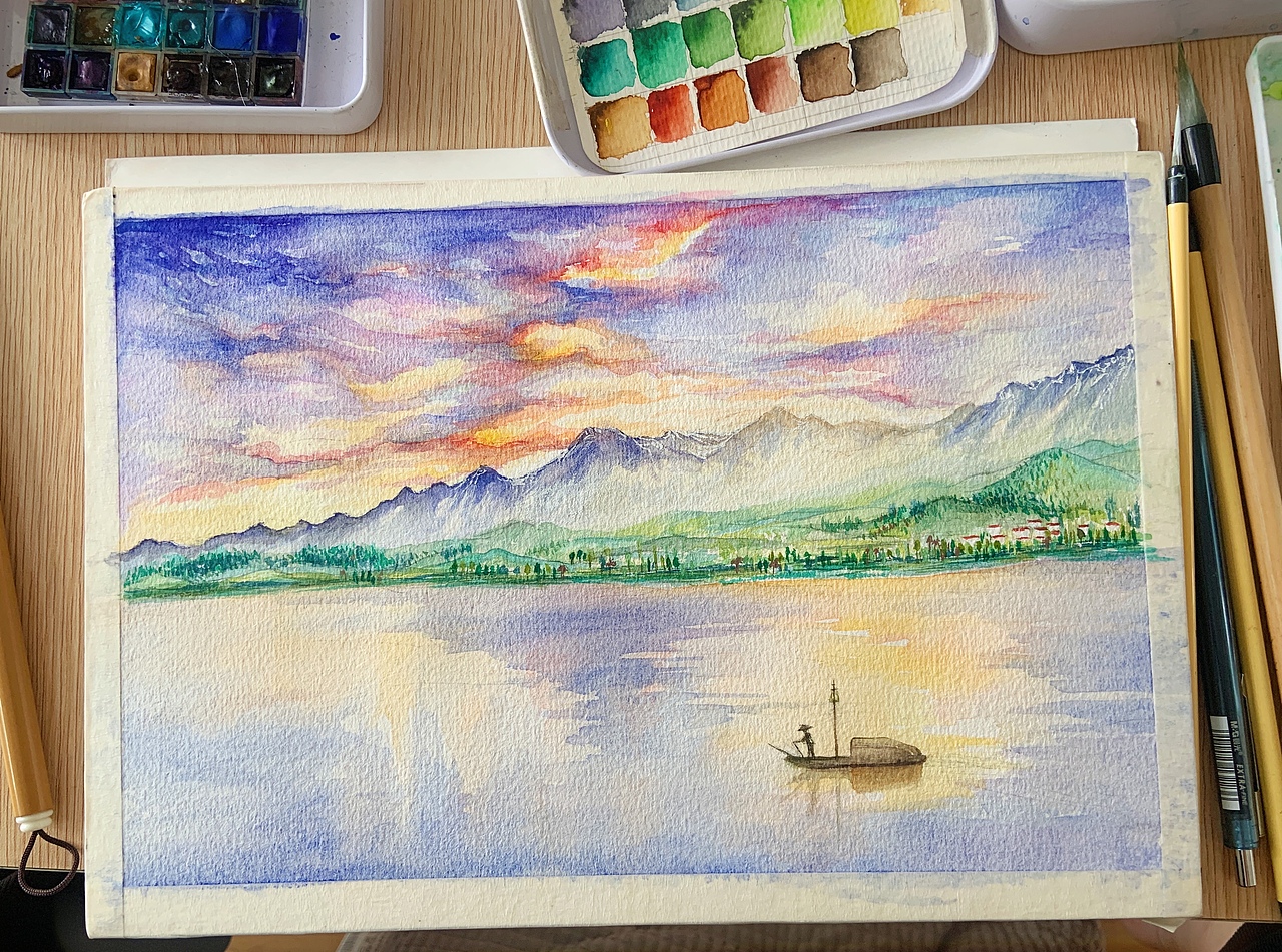 水彩 泛舟（图ZMzMyMTkyMzA0） - 创作习作 - 站酷设计师吹暖风的猫原创素材 - 站酷ZCOOL