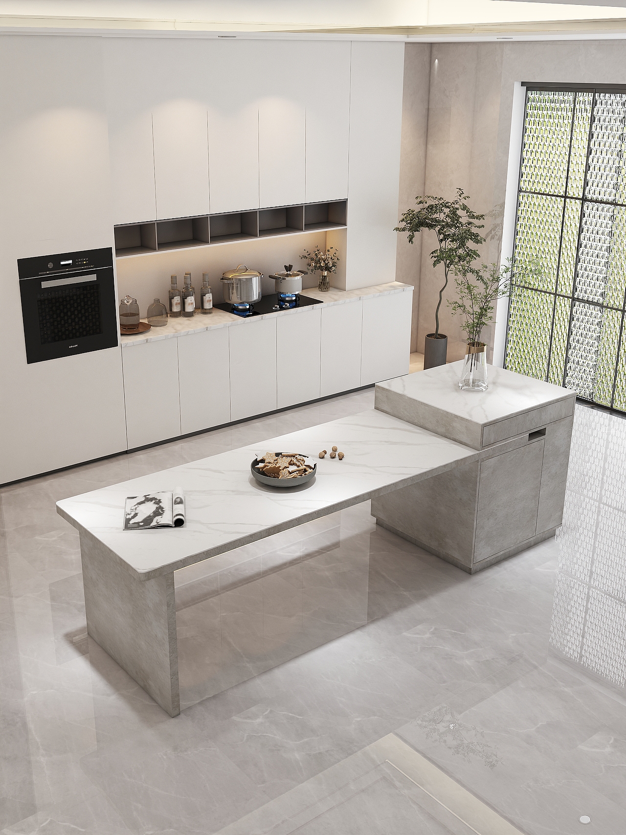 家具成品效果图-伸缩岛台