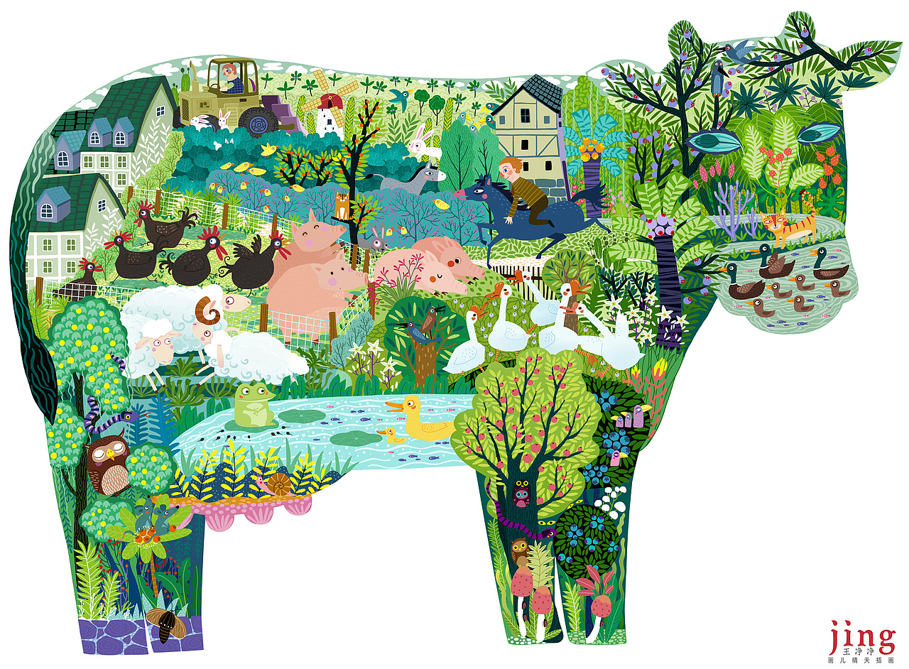 动物异形玩具拼图插画 儿童益智牛图形拼图（图ZMzUyMjE3MTE2） - 绘本 - 站酷设计师画儿晴天原创素材 - 站酷ZCOOL