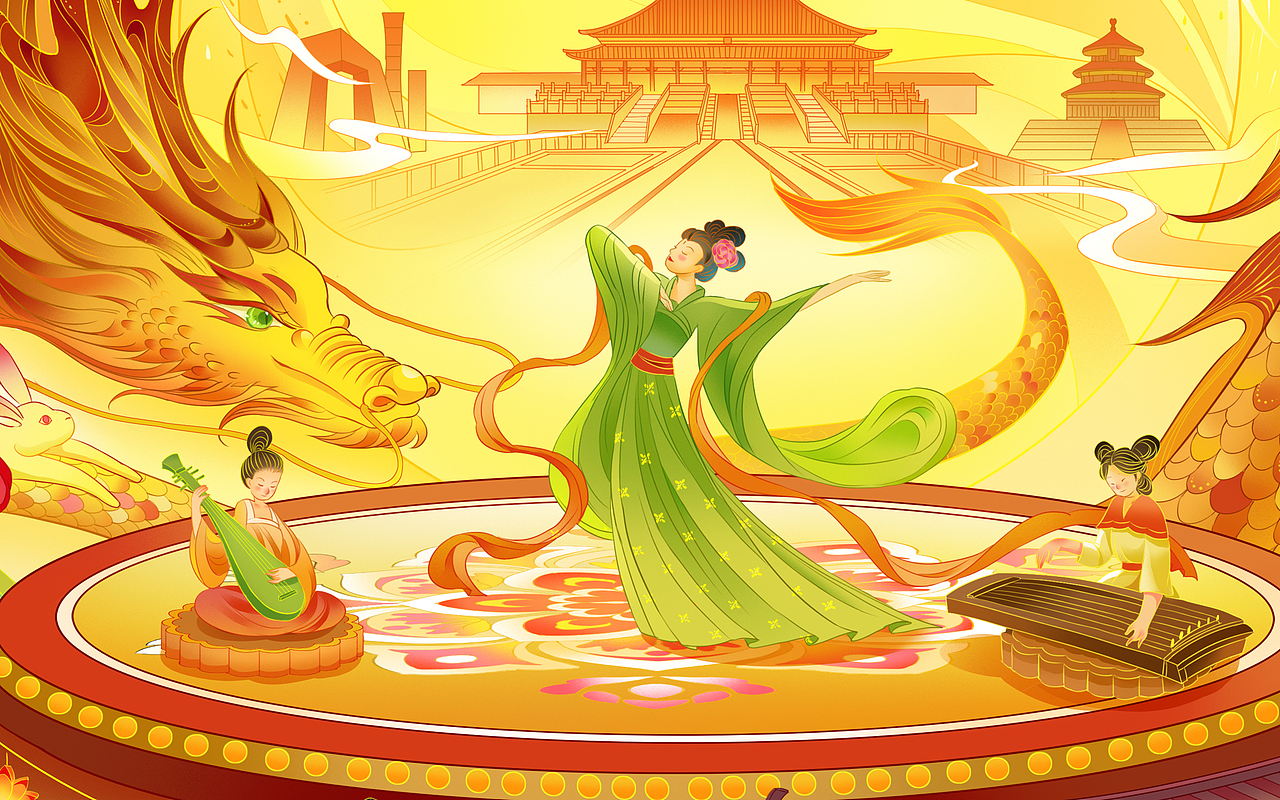 龙年中秋kv 阖家团圆（图ZMzY4MDkyNzUy） - 商业插画 - 站酷设计师小赞恩原创素材 - 站酷ZCOOL