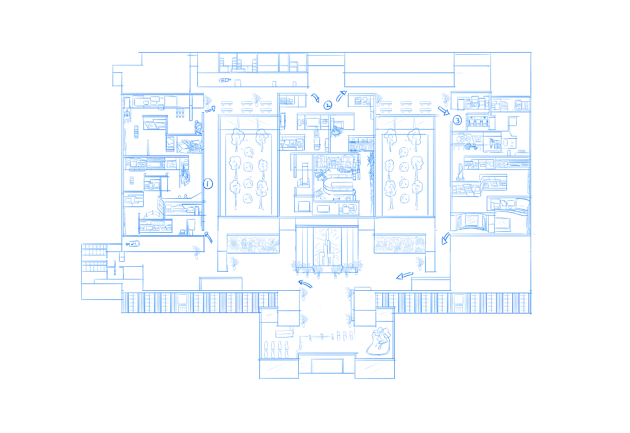 石家庄解放纪念馆内部导览手绘地图