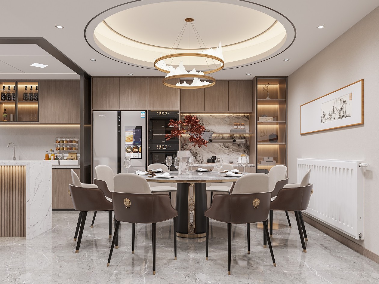 新中式风格客餐厅效果图表现