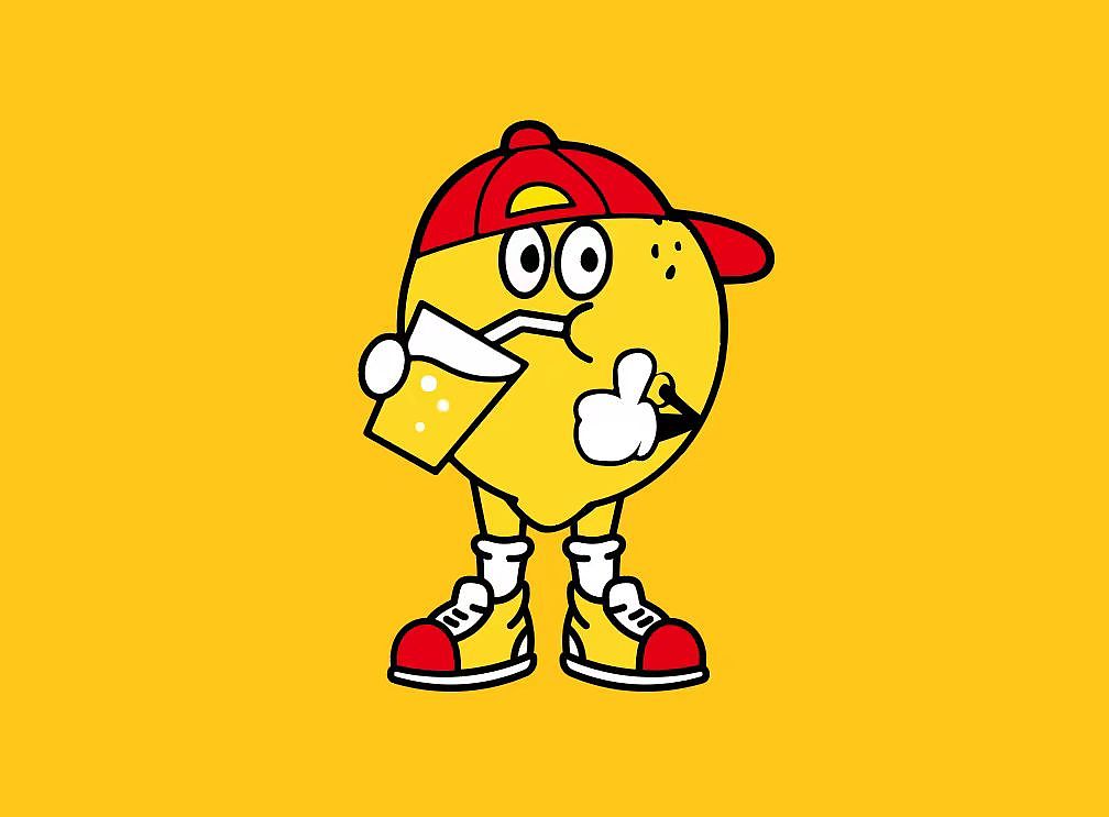 一组卡通柠檬娃 插画 贴纸 logo