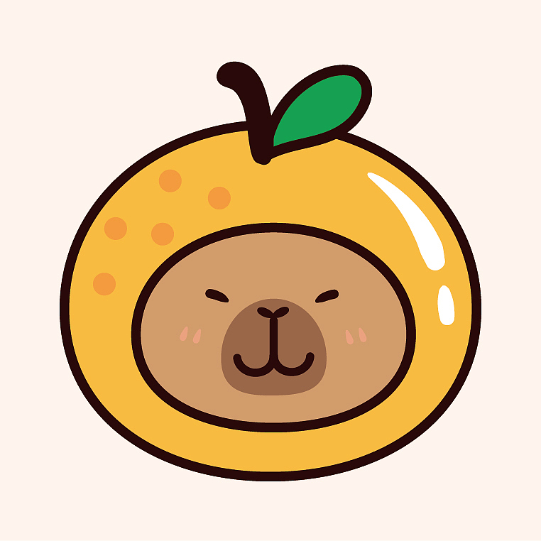 卡皮巴拉水豚萌萌IP卡通形象插画水果系列