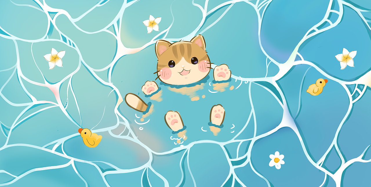 夏日泳池（图ZMzIyMzMxMTI4） - 儿童插画 - 站酷设计师宣萱_原创素材 - 站酷ZCOOL