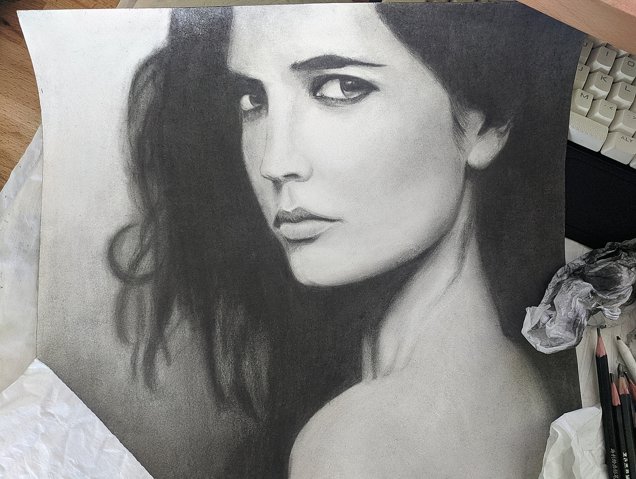 铅笔画伊娃·格林