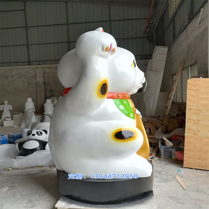 玻璃钢招财猫模型门店装饰摆件迎宾吉祥物雕塑彩绘猫咪