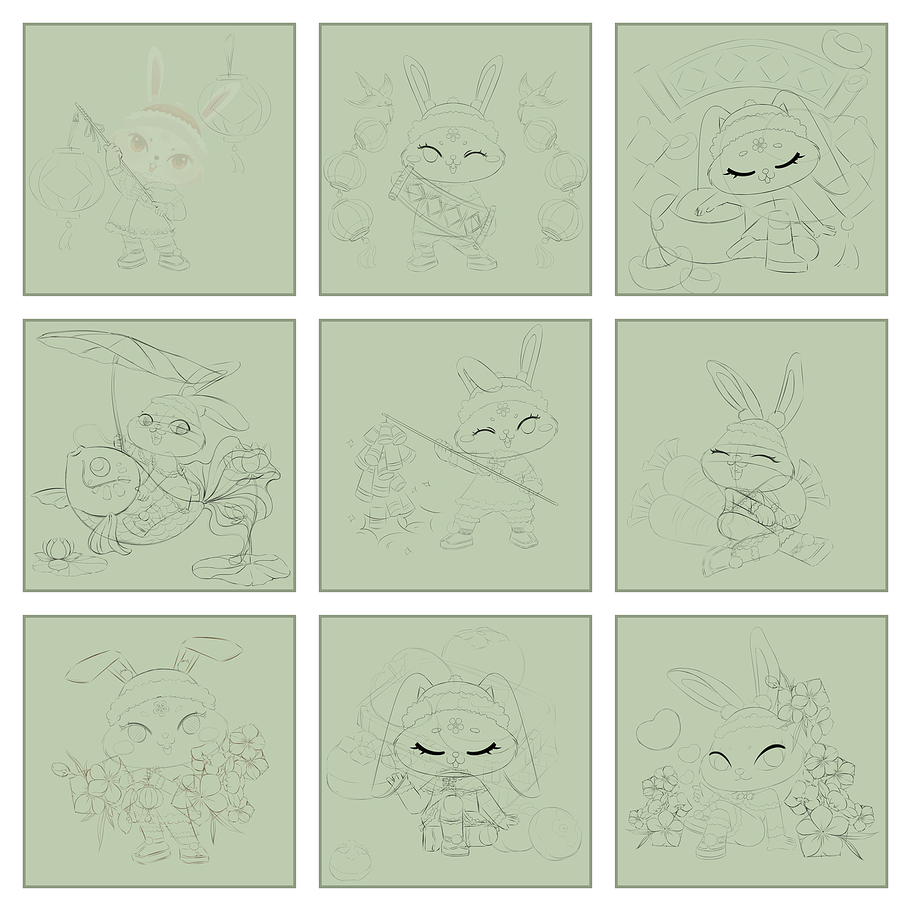 福兔贺岁-新春兔年插画（图ZMzE5OTg5OTk2） - 商业插画 - 站酷设计师王大莹原创素材 - 站酷ZCOOL