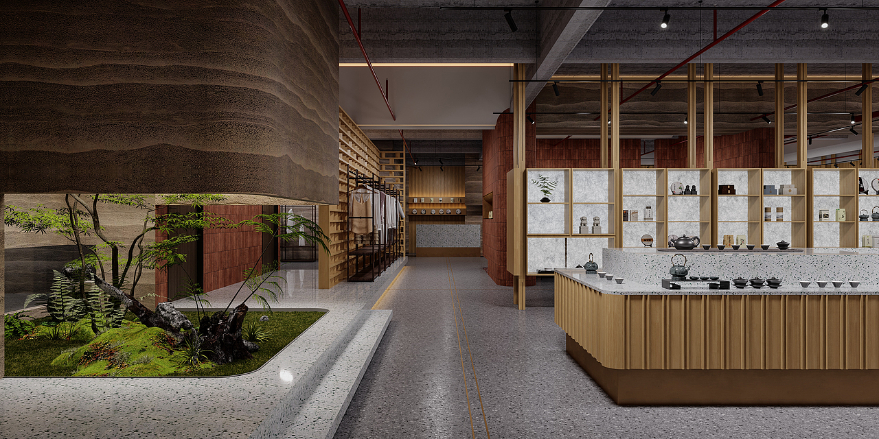 中端图-工装茶室渲染