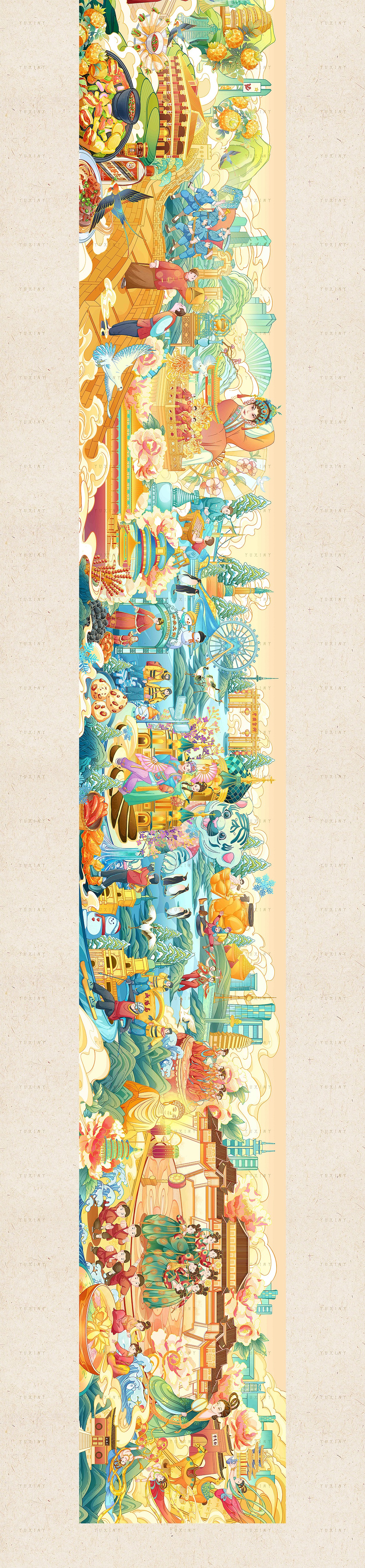 古都新绘 · 城市文旅插画长卷(图ZMzcwMTM5MTI0) - 商业插画 - 站酷设计师Yuxiny_原创素材 - 站酷ZCOOL