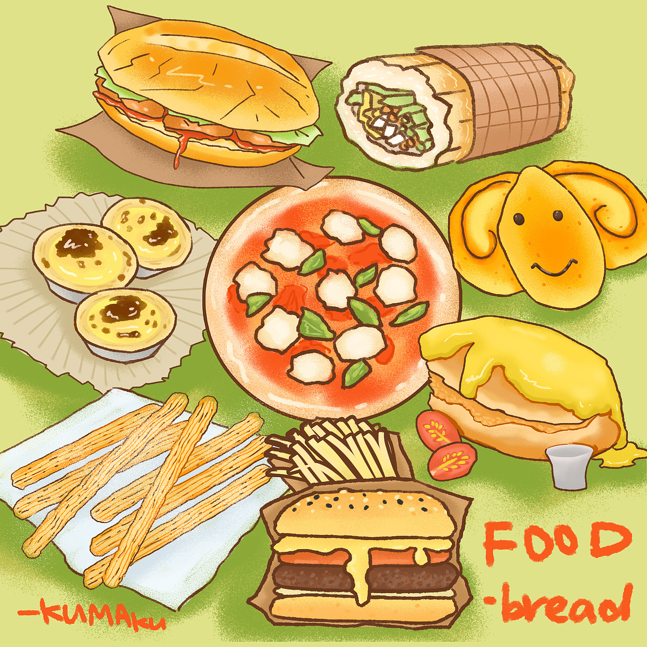 美食系列插画之面包