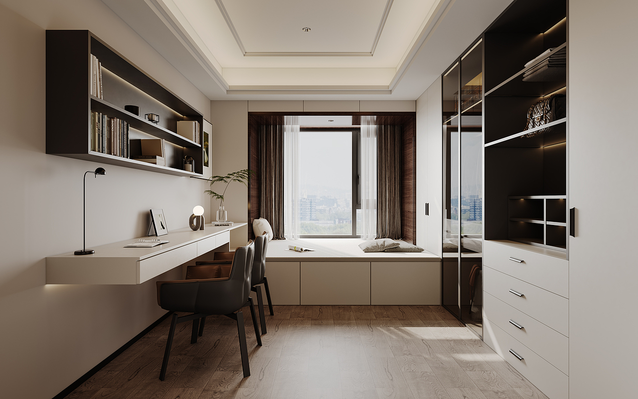 室内现代更衣室、卧室书房（图ZMzU0Mjc5MjI4） - 家装设计 - 站酷设计师景艺效果图表现原创素材 - 站酷ZCOOL