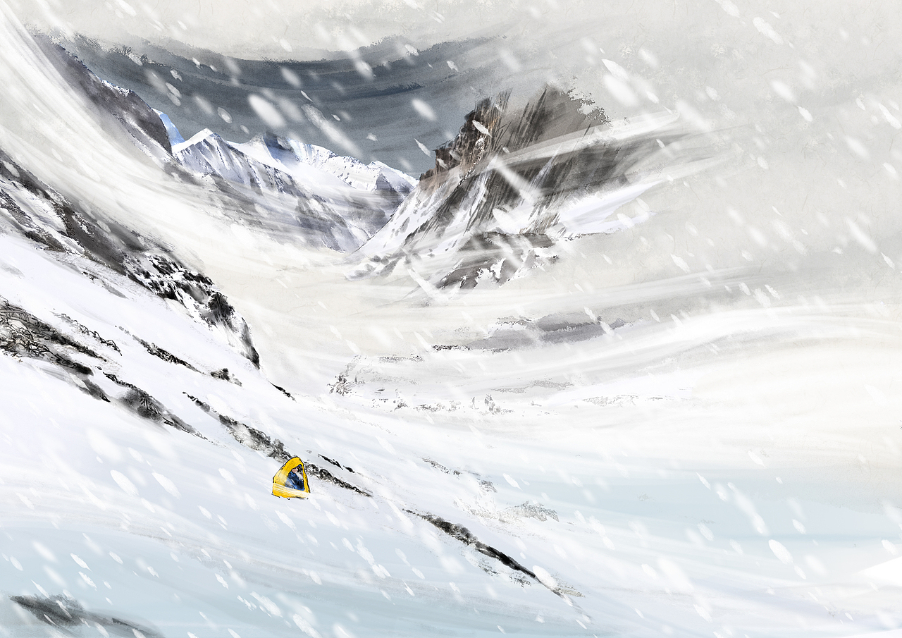 珠穆朗玛峰科考 插画 中国风