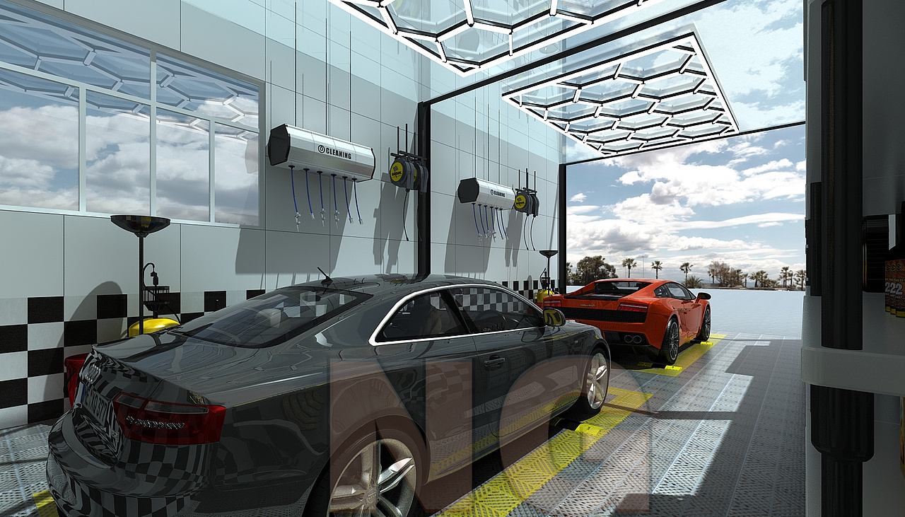 洗车间设计3d效果图