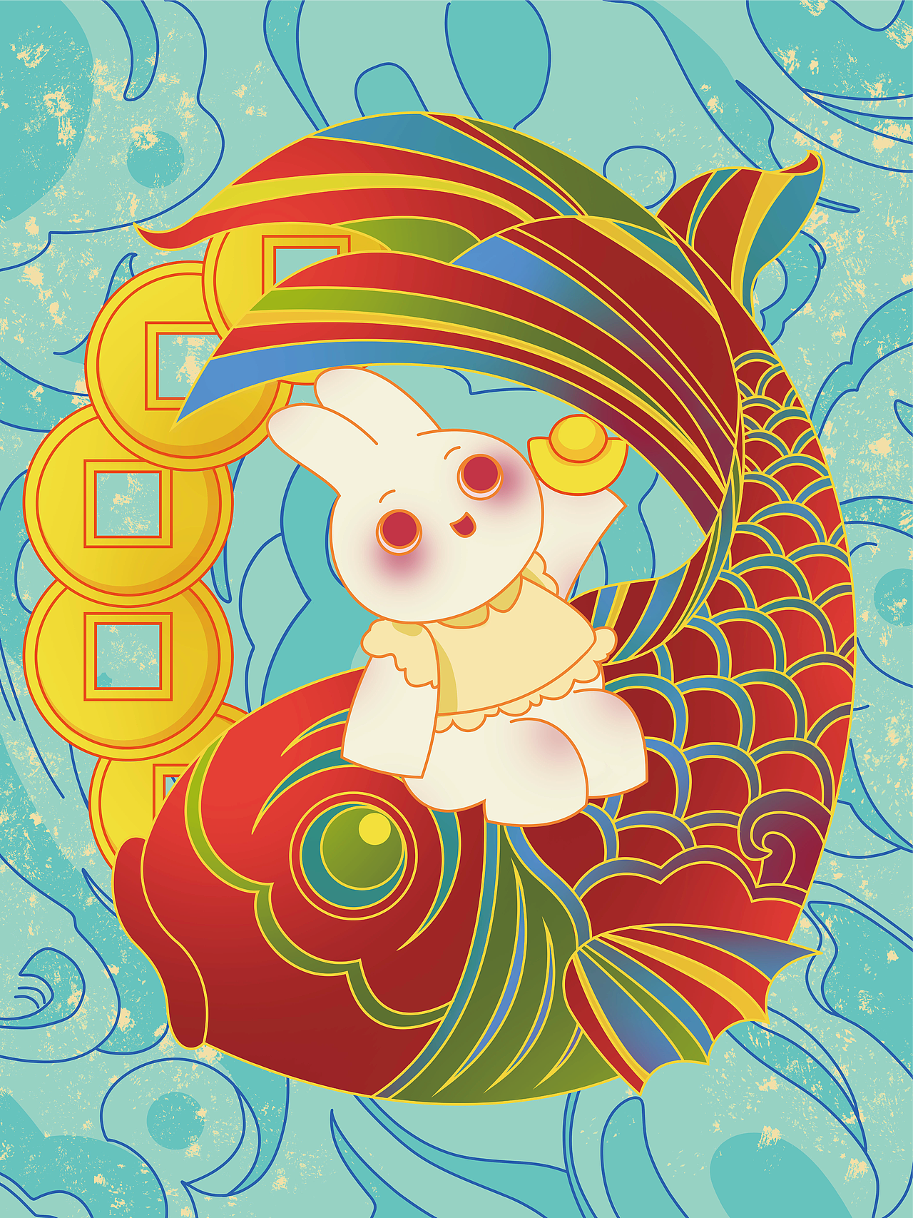2023春节插画——瑞兔迎春（图ZMzI3MzMwNzg0） - 商业插画 - 站酷设计师玲玲子充电版原创素材 - 站酷ZCOOL
