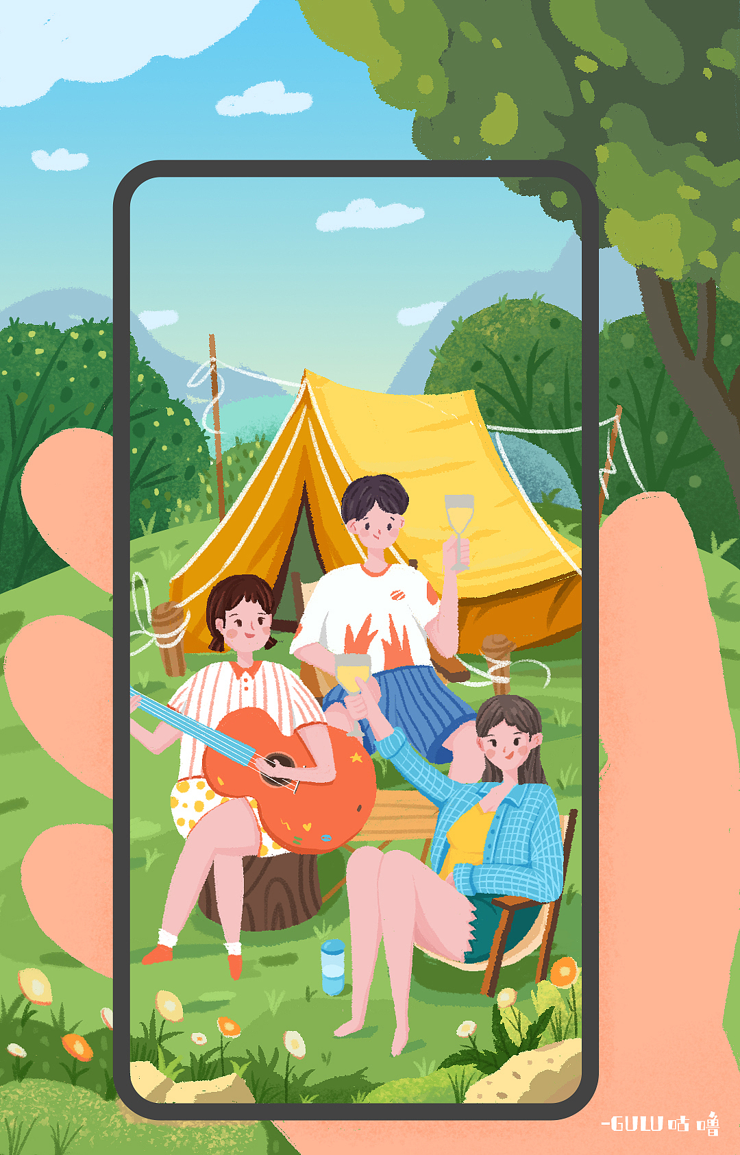一起露营吗？（图ZMzA3NjMxMzI4） - 商业插画 - 站酷设计师周咕噜原创素材 - 站酷ZCOOL