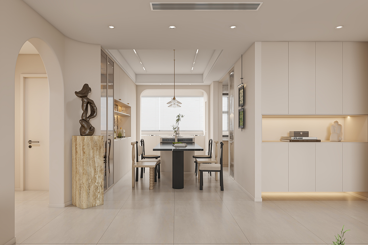 法式轻奢客餐厅厨房—择木创建新晨效果图