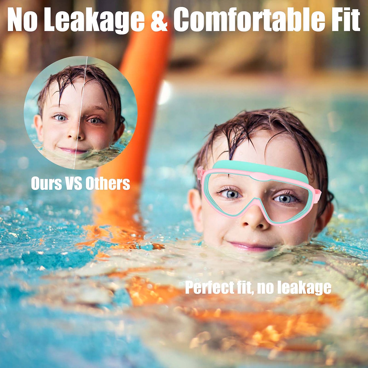  2件儿童大框泳镜套装