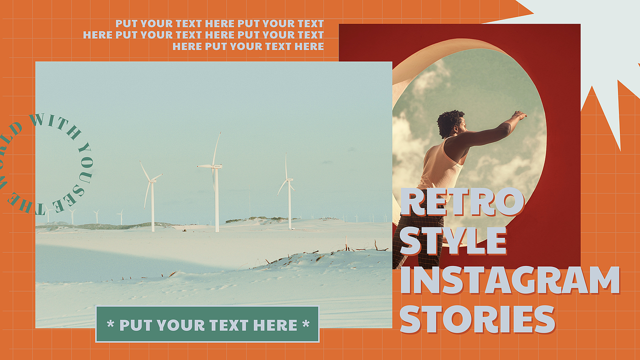 网页包装海报设计-INS风复古设计模板