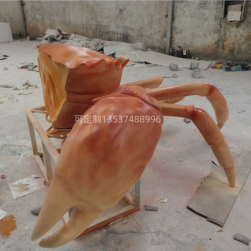 海鲜主题餐厅门头装饰大型螃蟹玻璃钢雕塑定制