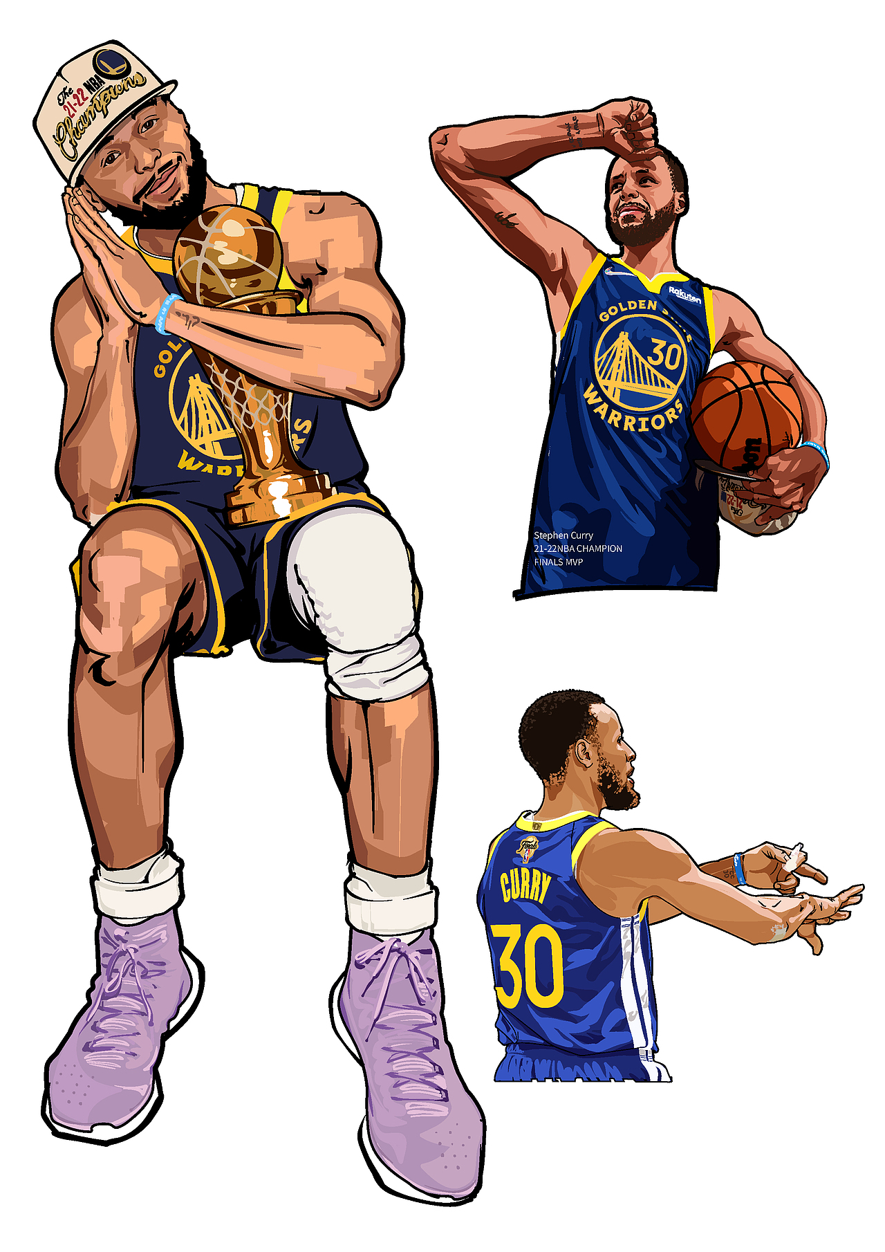 nba球星手绘插画——stephen curry