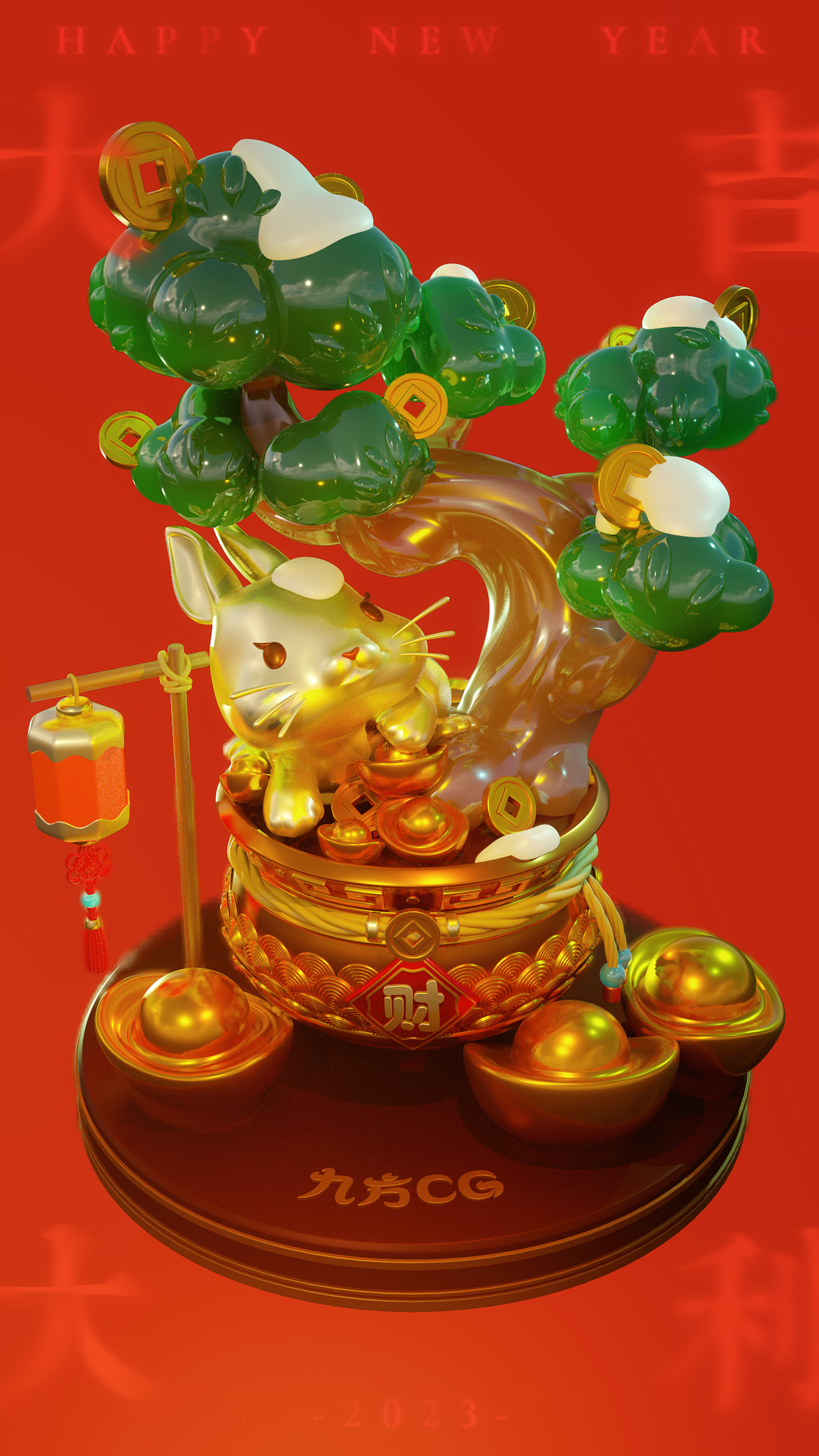 财神兔贺岁（含建模过程）（图ZMzI4MzMyMTk2） - 人物/生物 - 站酷设计师九方CG原创素材 - 站酷ZCOOL