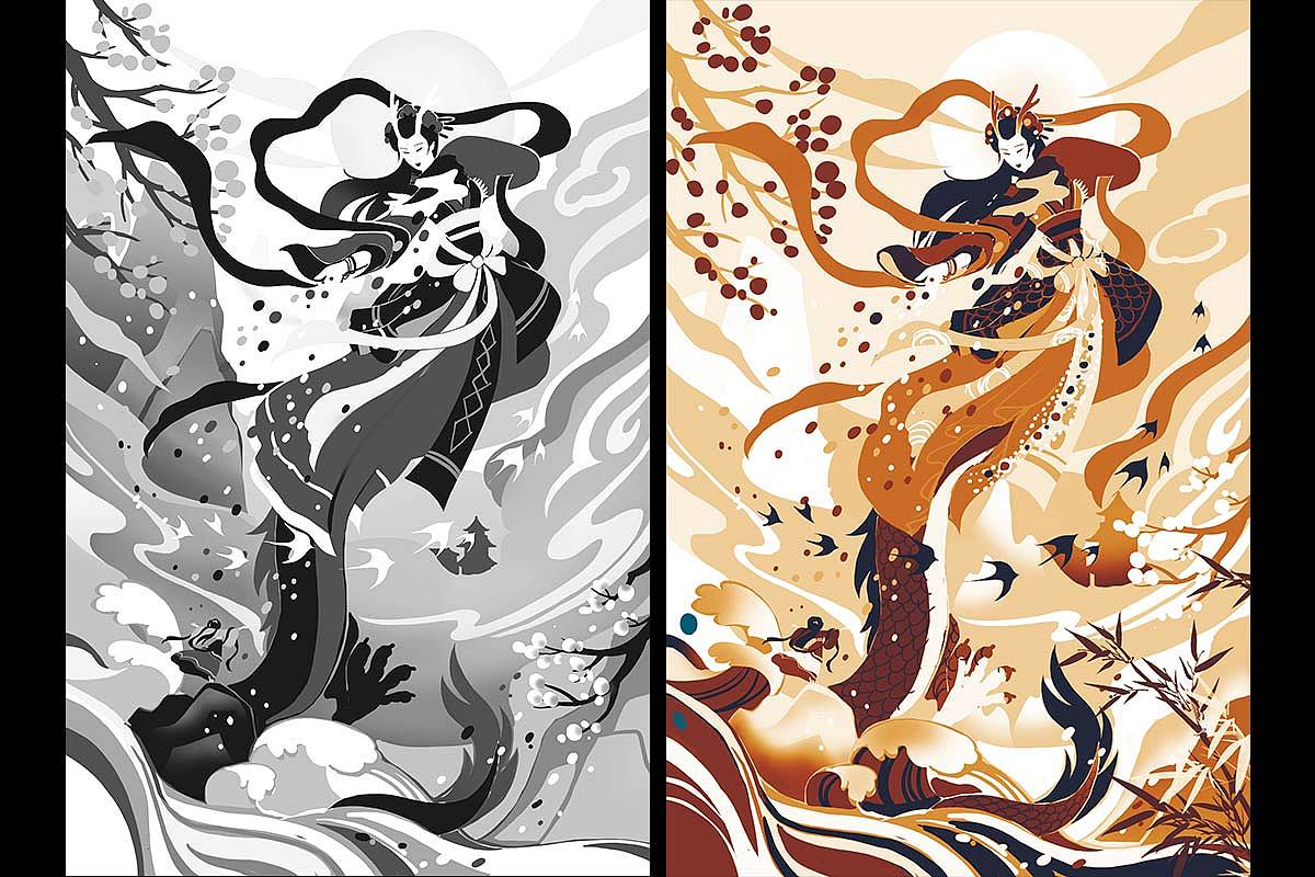 龙女飞天（图ZMzM1OTQzNDA0） - 创作习作 - 站酷设计师现在叫拉面原创素材 - 站酷ZCOOL