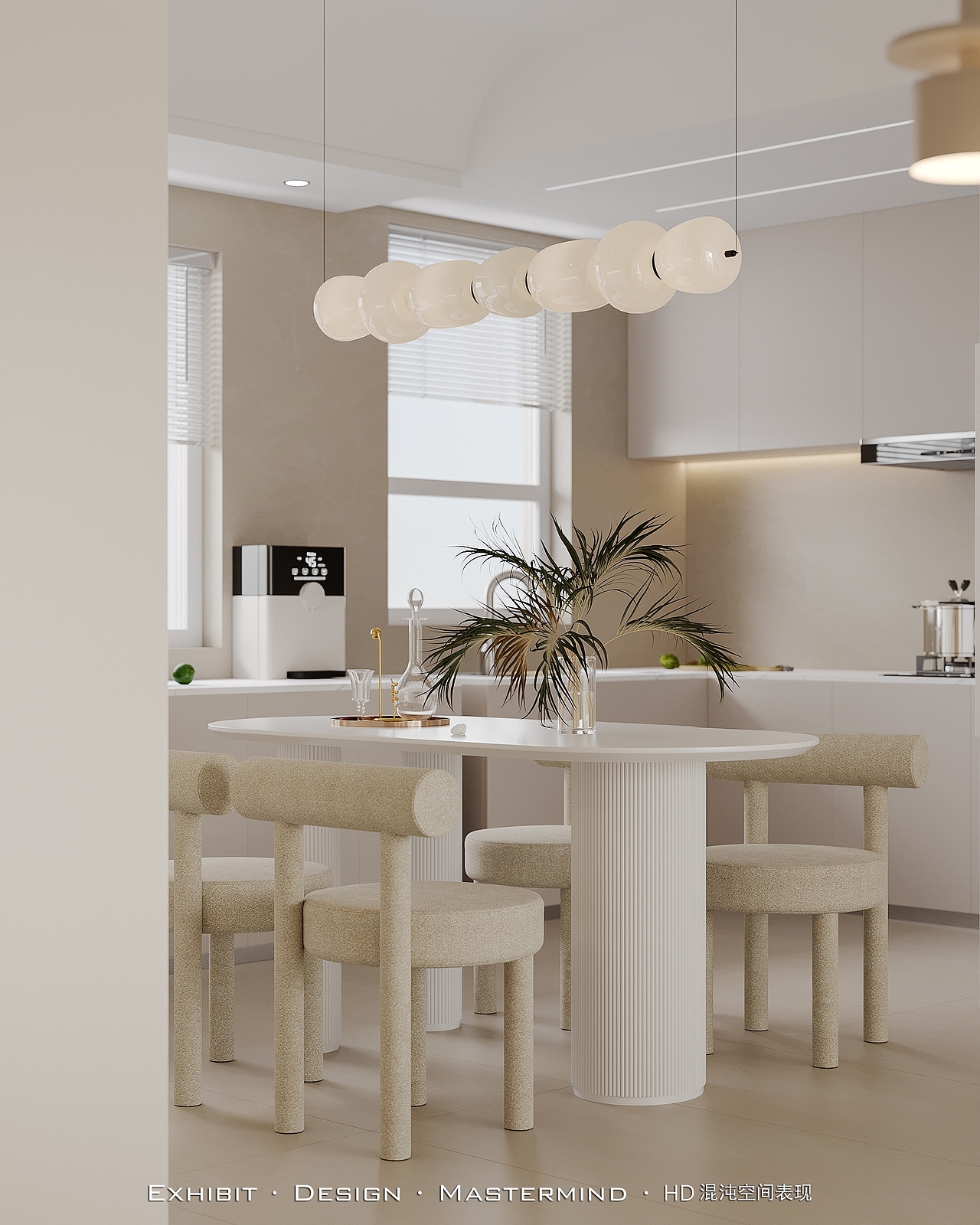 混沌空间表现 X 现代 极简法式 平层客餐厅效果（图ZMzQzMzYxNzE2） - 家装设计 - 站酷设计师混沌空间写实表现原创素材 - 站酷ZCOOL