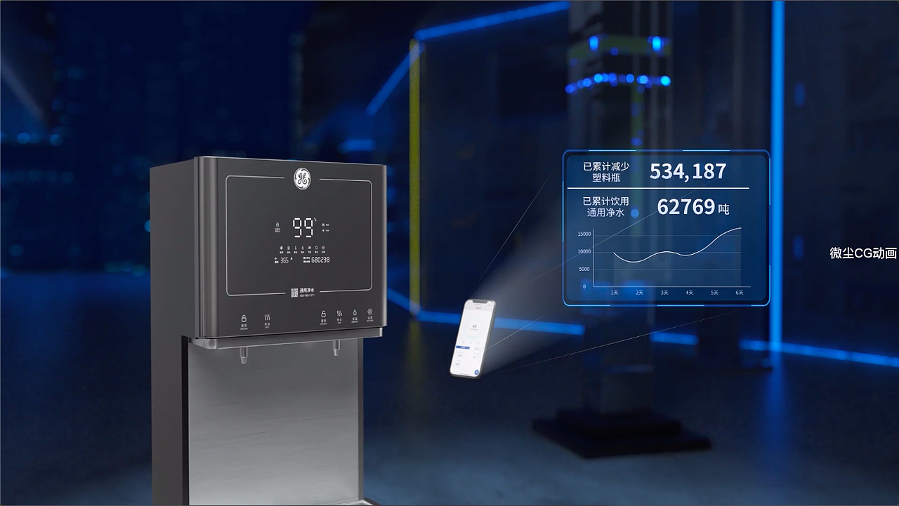 GE通用净水极睿系列智能商用直饮机（图ZMzI4ODY3NTQw） - 动画/影视 - 站酷设计师微尘CG动画原创素材 - 站酷ZCOOL