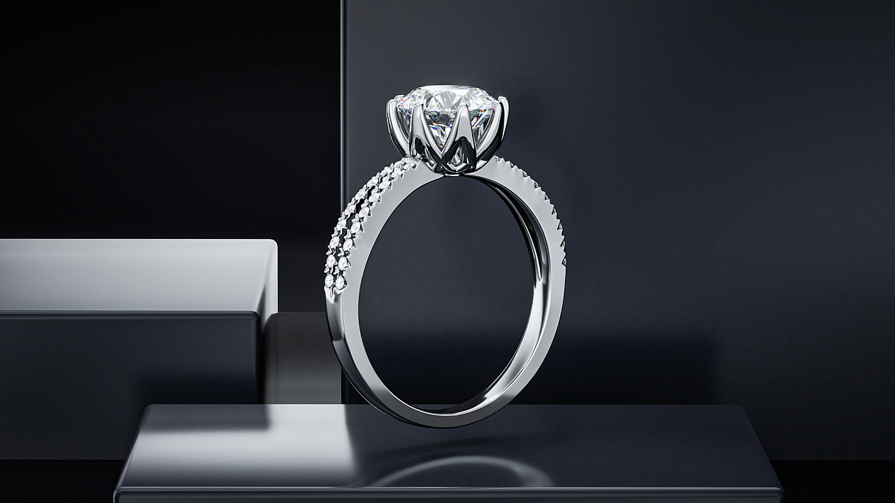 莫桑钻戒指-C4D建模-OC渲染动画作品