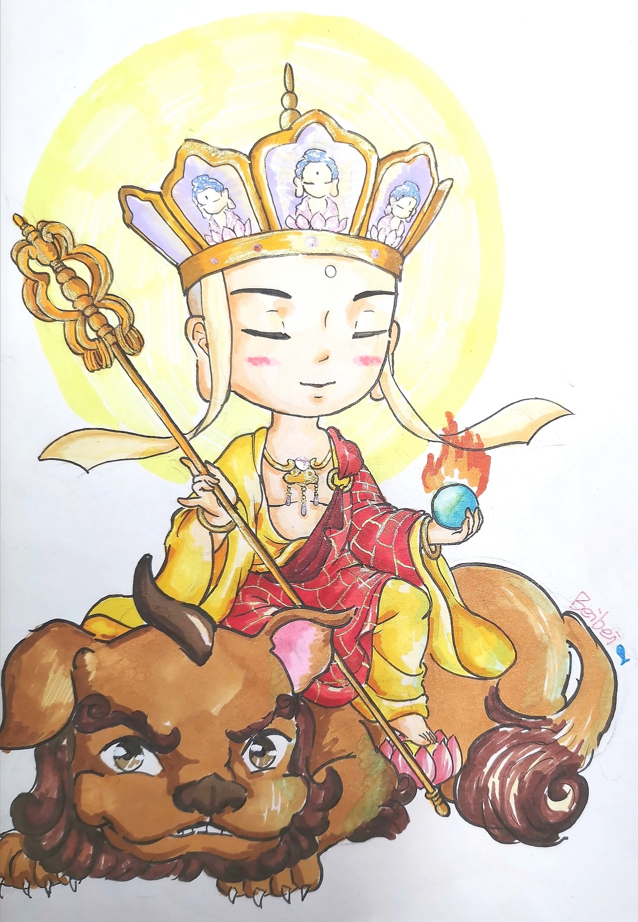 jinbeibei画的四大菩萨