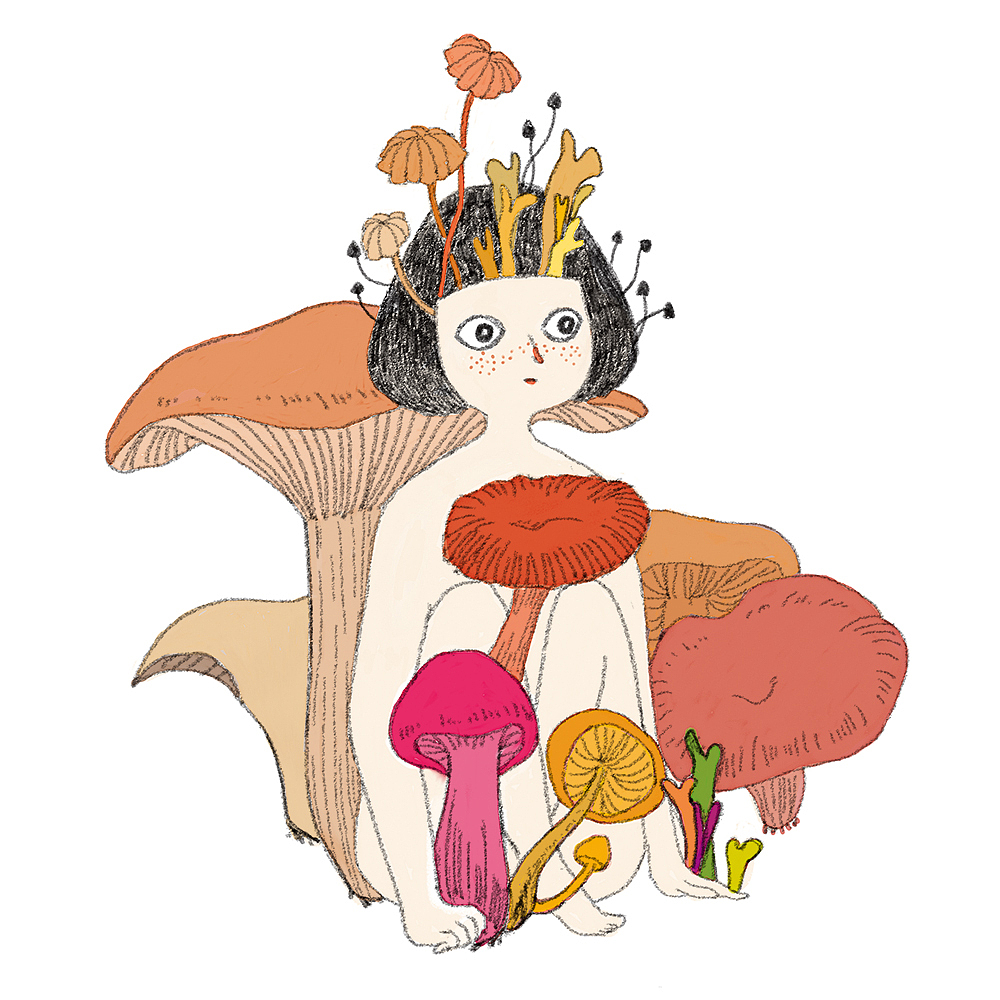 蘑菇女（图ZMjQxNjM4MTM2） - 商业插画 - 站酷设计师黄桃子原创素材 - 站酷ZCOOL