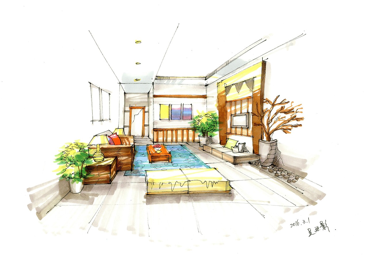 手绘|空间|家装设计|吴连影_原创作品-站酷zcool