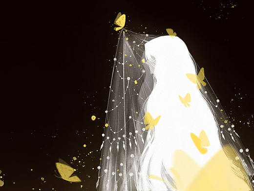 《蝴蝶与神明少女》原创插画