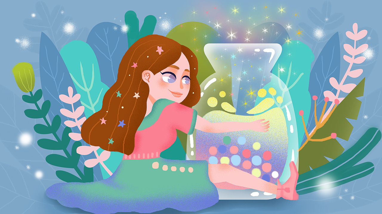 插画系列女孩日常生活愿每个女孩都活出自己的精彩