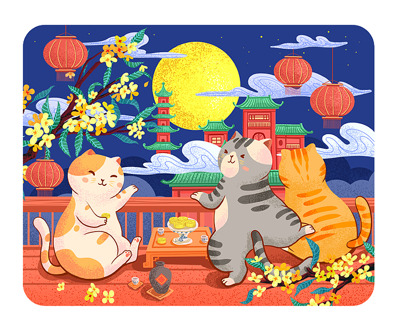 猫猫系列包装插画（中秋款+基本款）（图ZMjI4MzcwMzAw） - 商业插画 - 站酷设计师猫与婵原创素材 - 站酷ZCOOL