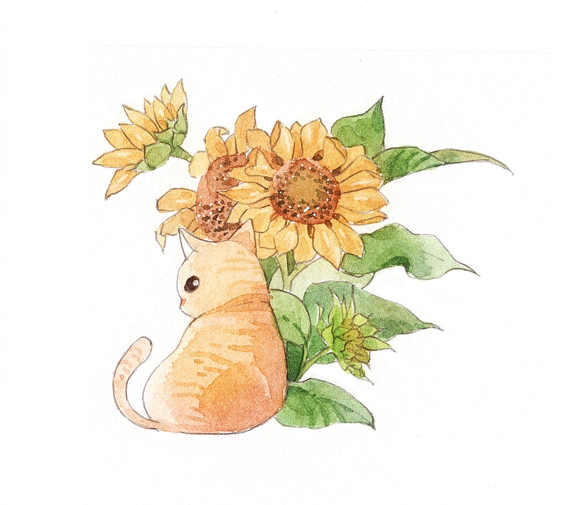 花与猫（水彩）（图ZMzIxNTU5NTE2） - 创作习作 - 站酷设计师洛洛水彩原创素材 - 站酷ZCOOL